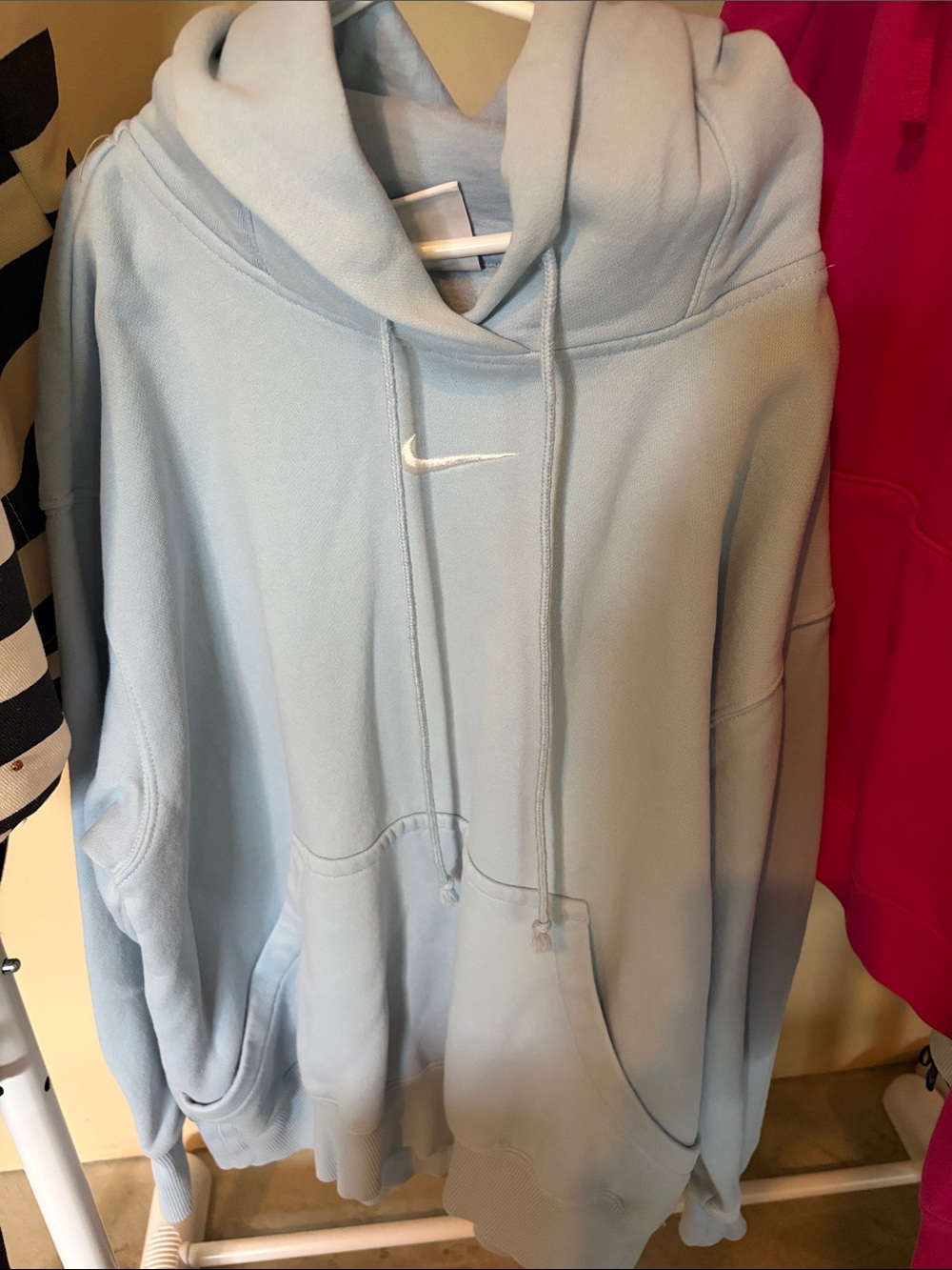 Nike Light Blue Pullover Hoodie with White Swoosh
